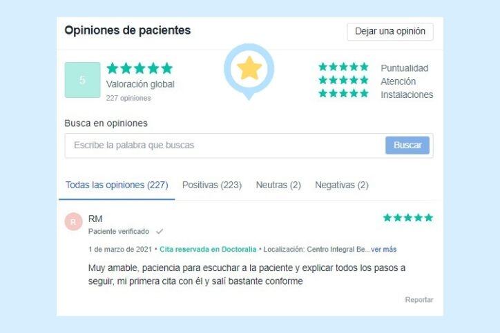 Opiniones de pacientes -Doctoralia